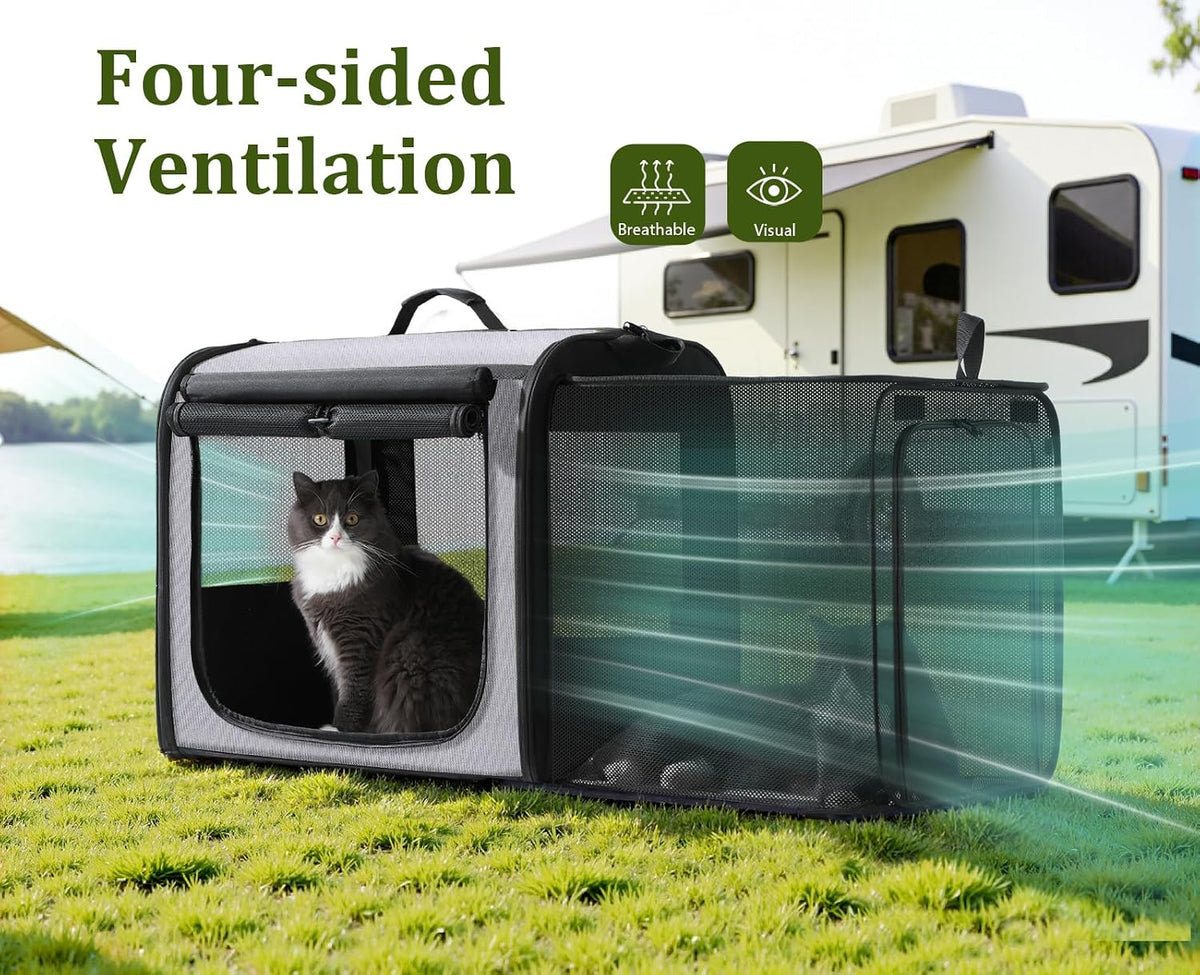 Dog Car Carrier Light Weight,Expandable,Foldable Dog Carrier, Gray
