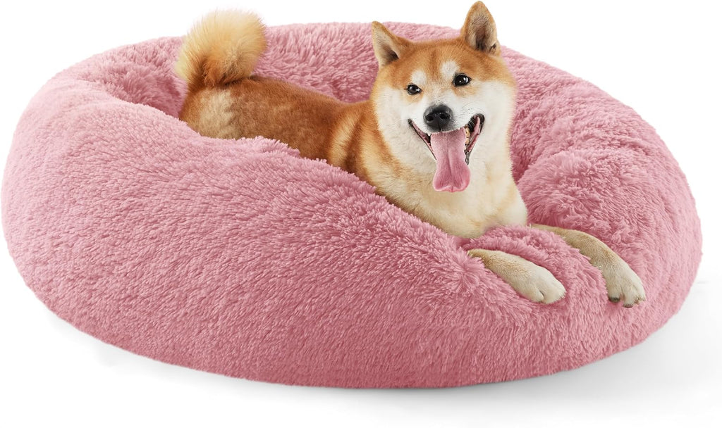 Bedsure Calming Dog Bed Medium Size Dog Donut Washable Pet Bed,30ins