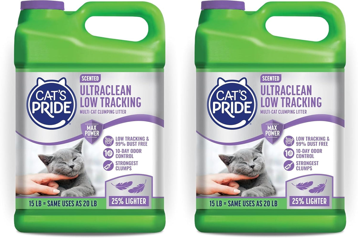 Cat's Pride UltraClean Low Tracking Powerful Clumping Litter Scented, 15 Pound (Pack of 2)