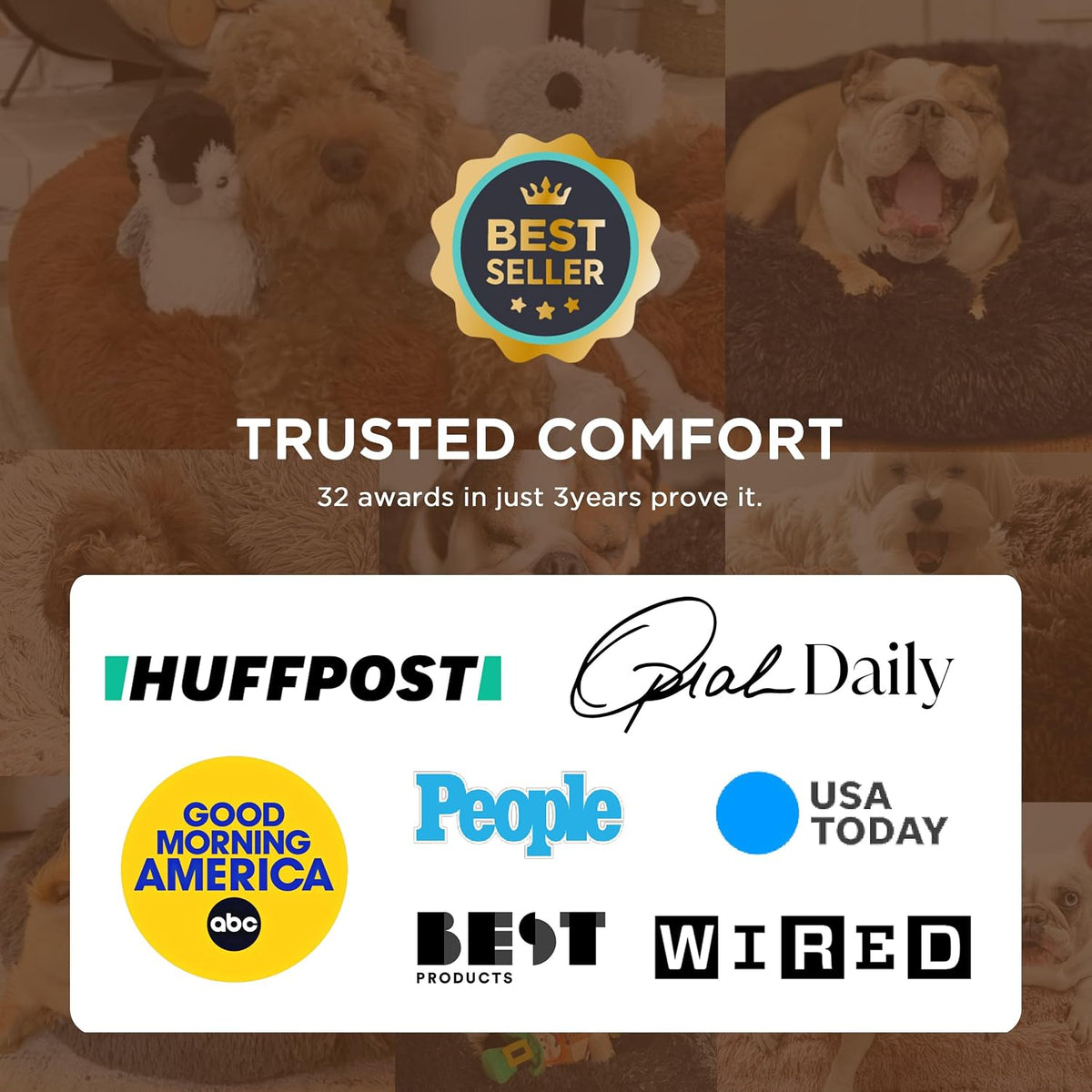 Bedsure Calming Dog Beds Large Sized Dog Donut Washable Pet Bed,36ins