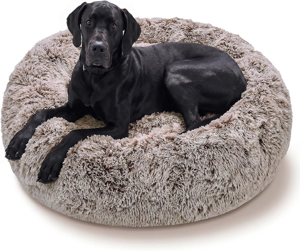 JOLLYVOGUE Dog Beds Large Sized Dog, Calming Anti-Anxiety Dog Bed, Fluffy Donut Cushion for Extra Large Pets (45")