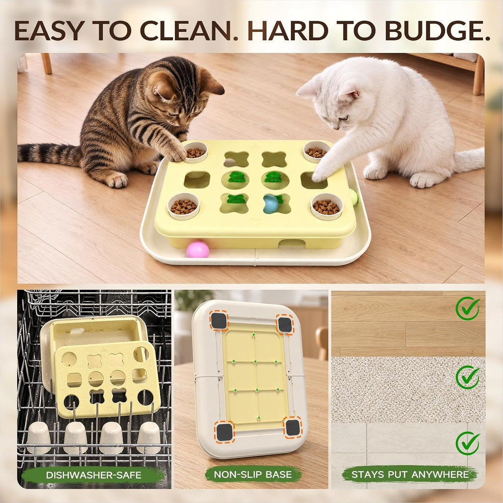 KADTC 3-in-1 Cat Puzzle Toy, Peek-and-Play Box, Track Balls for Indoor Cats
