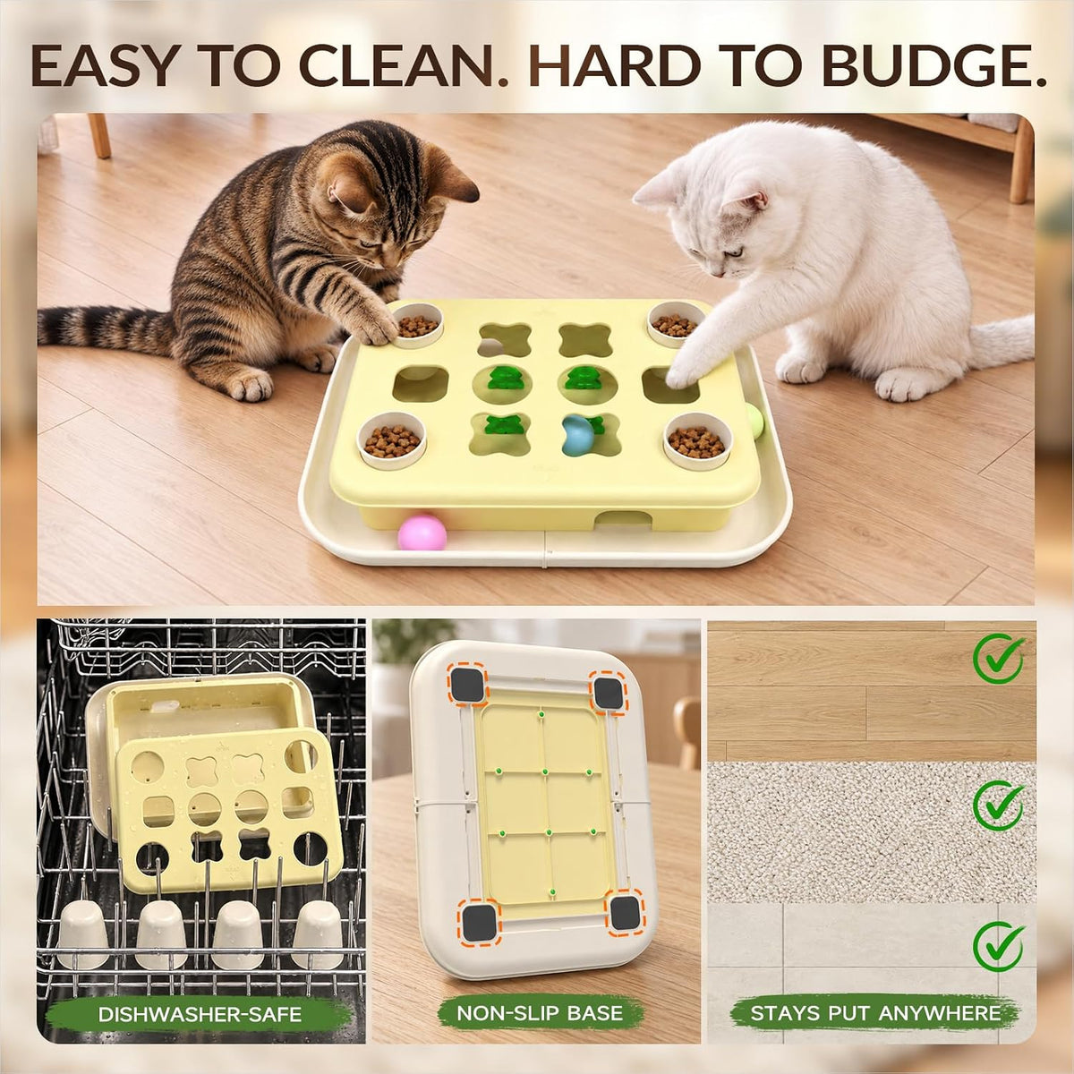 KADTC 3-in-1 Cat Puzzle Toy, Peek-and-Play Box, Track Balls for Indoor Cats