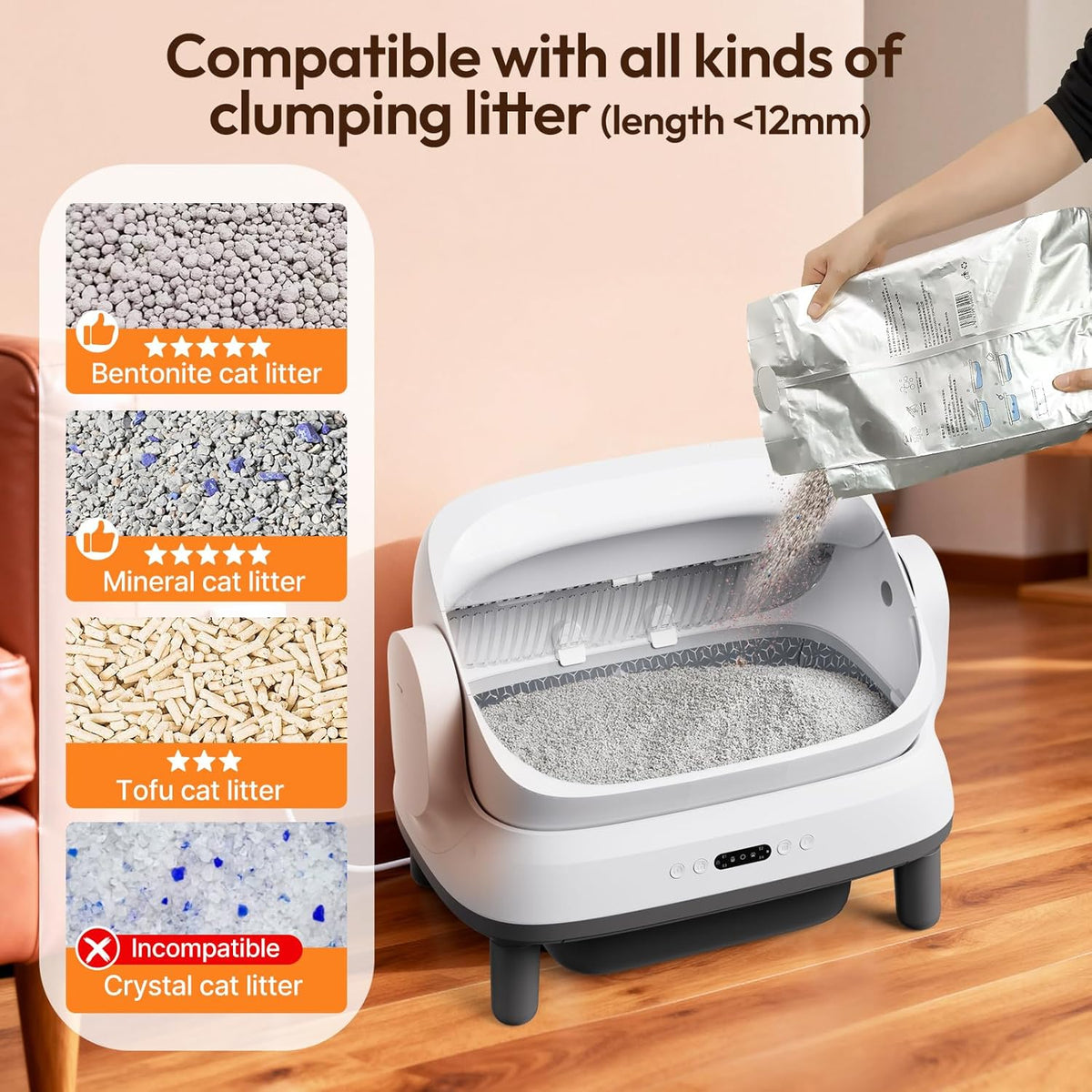 Happypaw XXXL Open-Top Automatic Self Cleaning Litter Box for Multiple Cats