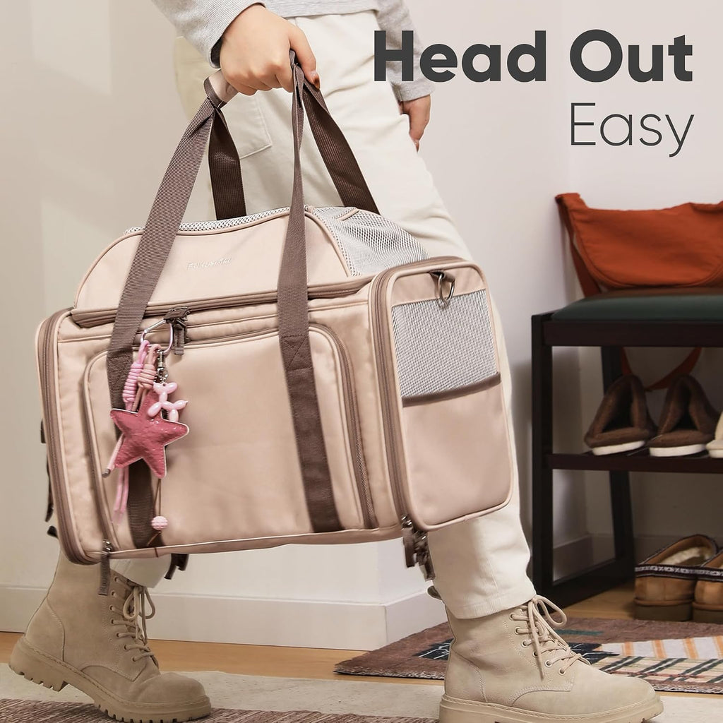 FUKUMARU Expandable Cat Carrier Large, Soft Pet Carrier Airline Approved