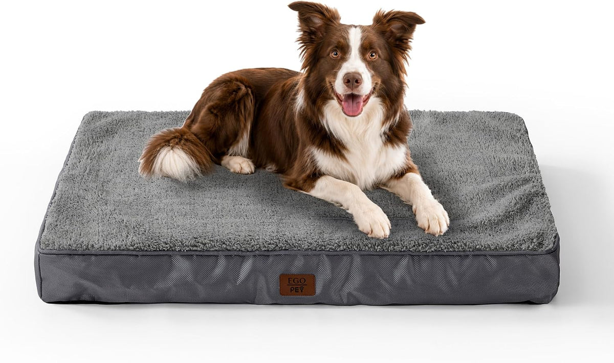 EGOHOME Comfort Orthopedic Egg-Crate Foam Flat Dog Bed, Dark Gray, 35x23