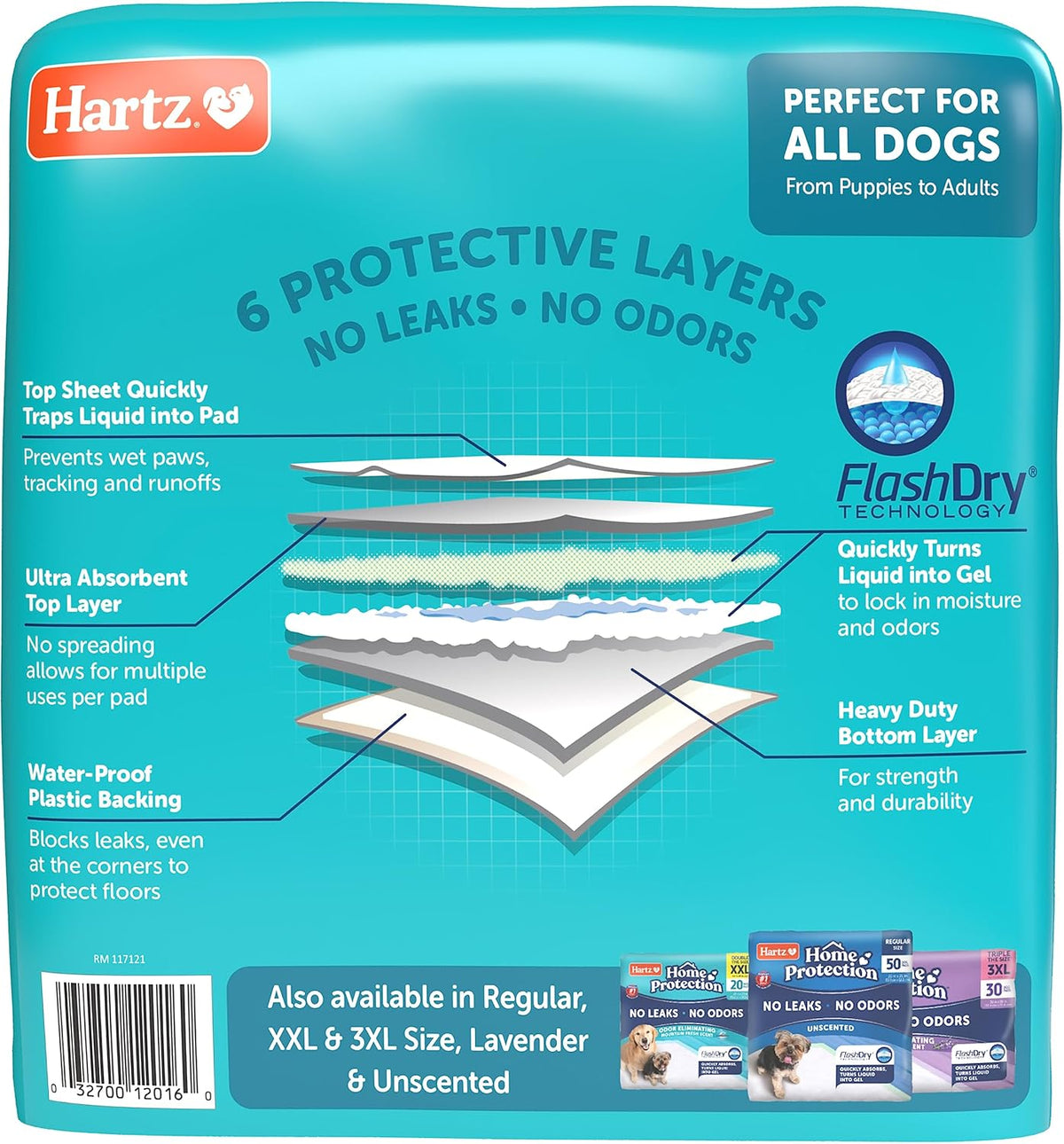 Hartz Home Protection Super Absorbent Odor Eliminating Mountain Fresh Scented No Leaks Dog Pads, XL 30 Count