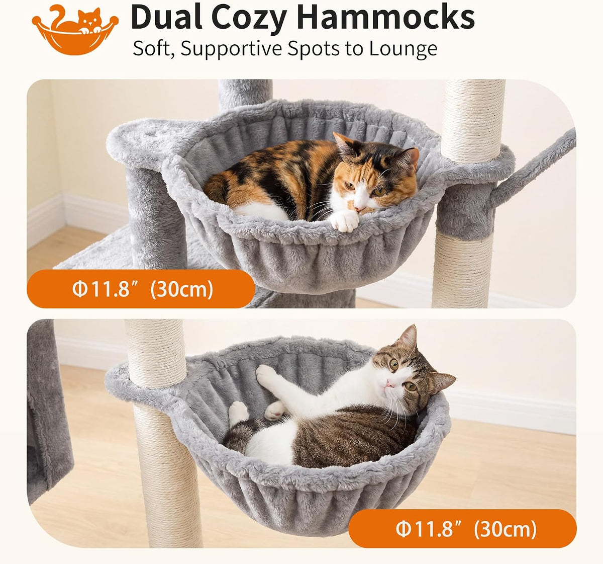 Heybly Cat Tree, 40" Tower with All-Sisal Wrapped Scratching Post HCT006SW