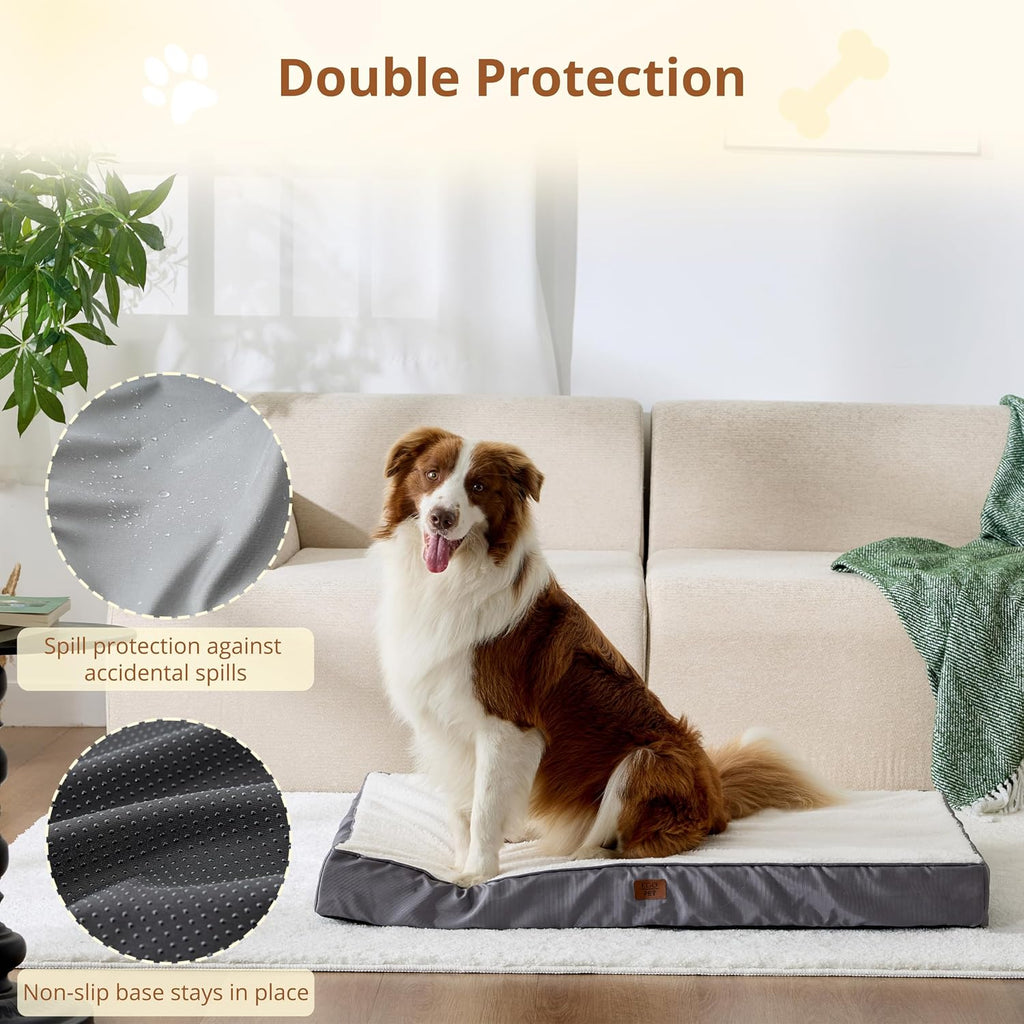 EGOHOME Comfort Orthopedic Egg-Crate Foam Flat Dog Bed, Beige, 35x23