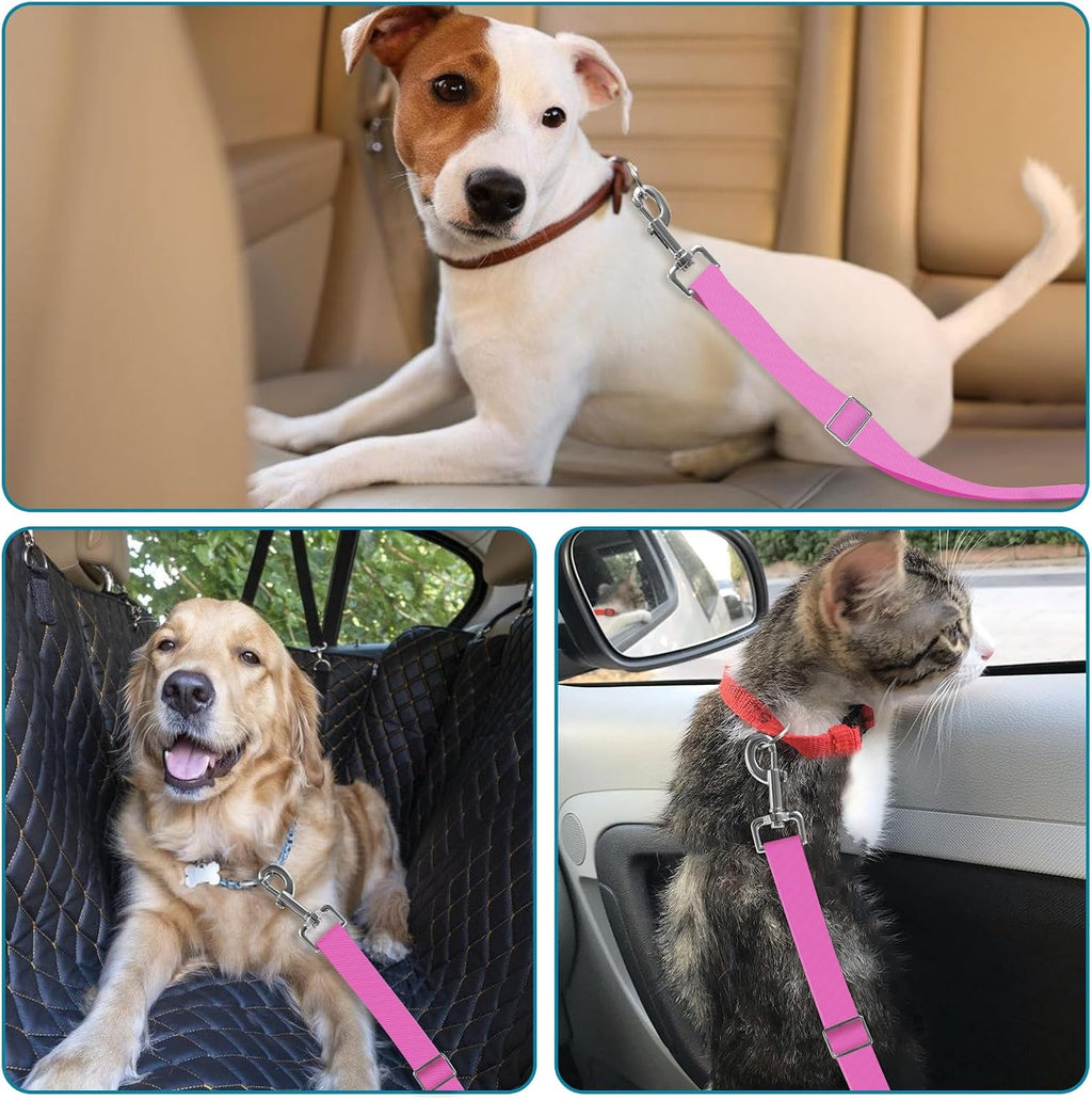 Adjustable pet cat and Dog car seat Belt The Lanyard is Flexible and Adjustable from 20 to 33 inches(Pink + Purple)
