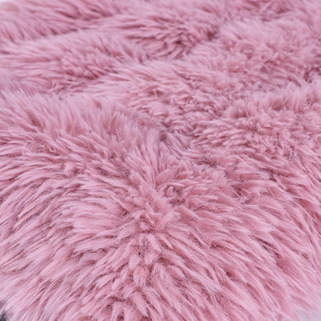 Machine Washable Dog Bed, Deluxe Plush Dog Crate Pad and Cat Bed, Anti-Slip Bottom Kennel Pad Mat, Fuzzy Pet Beds for Large, Medium, Small Dogs Breeds (Pink Mauve, 36.0"L x 24.0"W x 3.0"Th x 1 Pack)