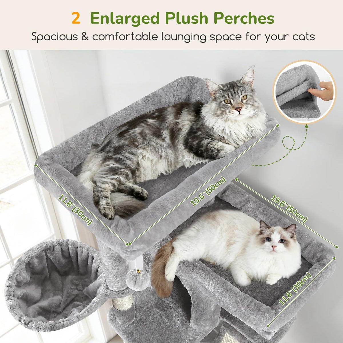 Globlazer 80in Extra Large Tall Corner Cat Tree Tower, S80G, Light Grey