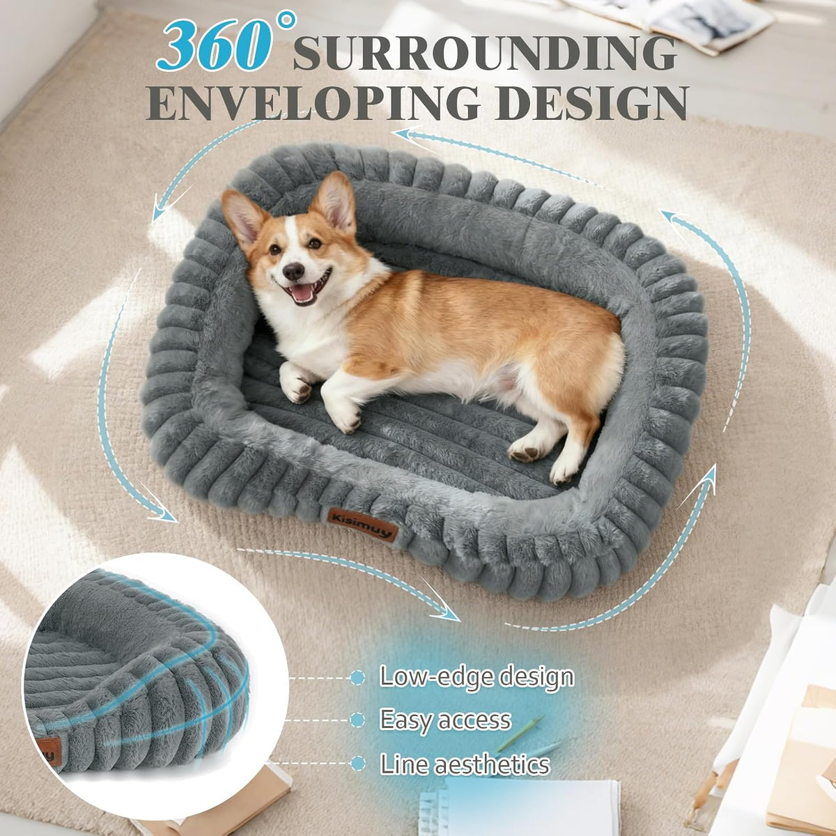 Orthopedic Dog Bed, Memory Foam Bolster Bed for Small Dogs