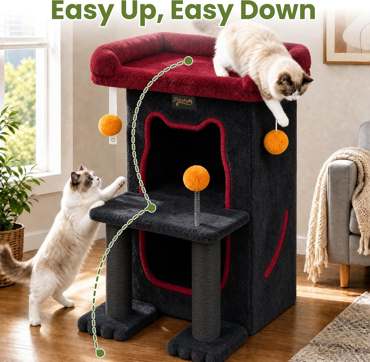 Small Cat Tree Tower Scratching Post for Indoor Cats Large Adult