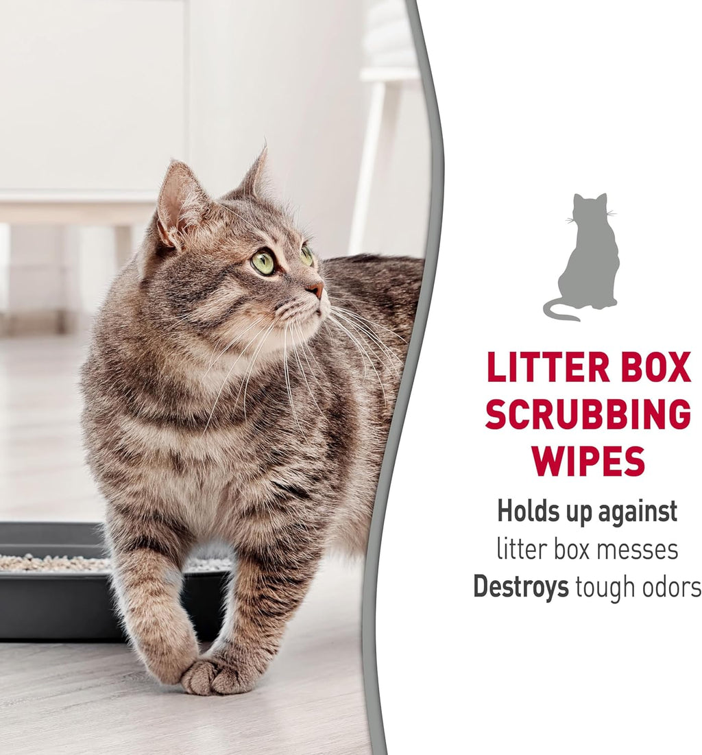 Nature's Miracle Cat Litter Box Scrubbing Wipes, Enzymatic Formula, 30 Ct