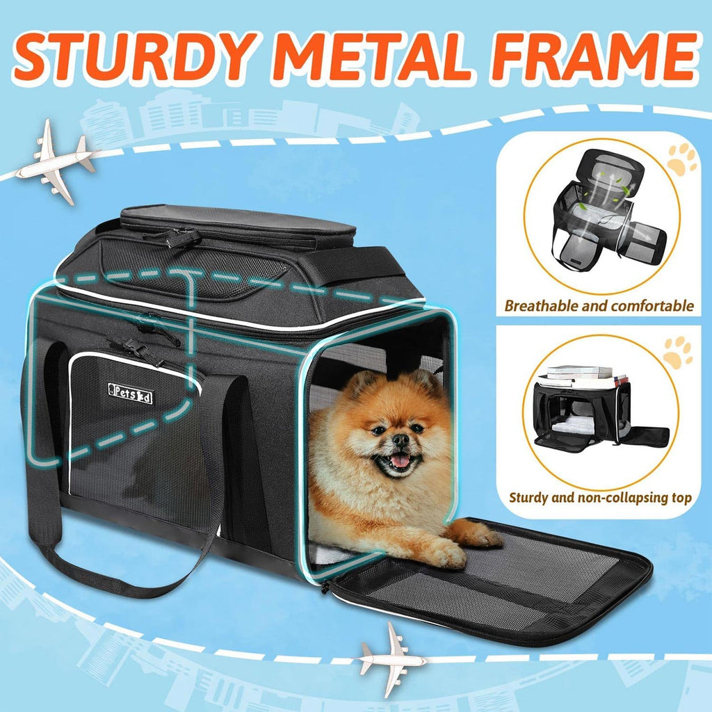 Petskd Top-Expandable Small Pet Carrier 18"x11"x11" Airline Approved
