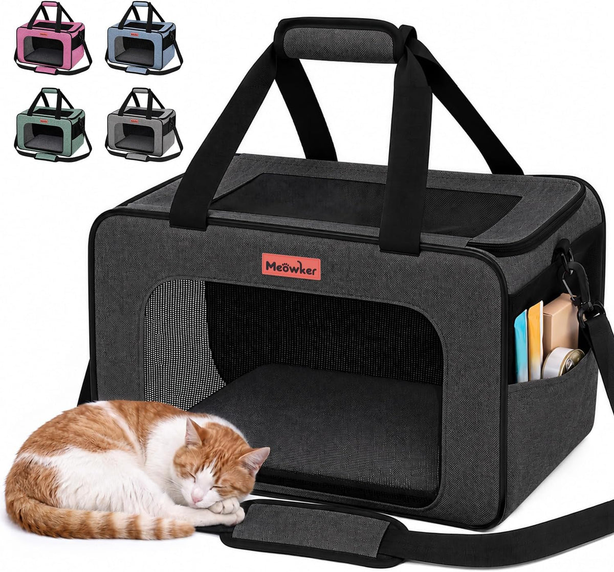 Soft-Sided Cat Dog Pet Carrier Airline Approved, Medium Black