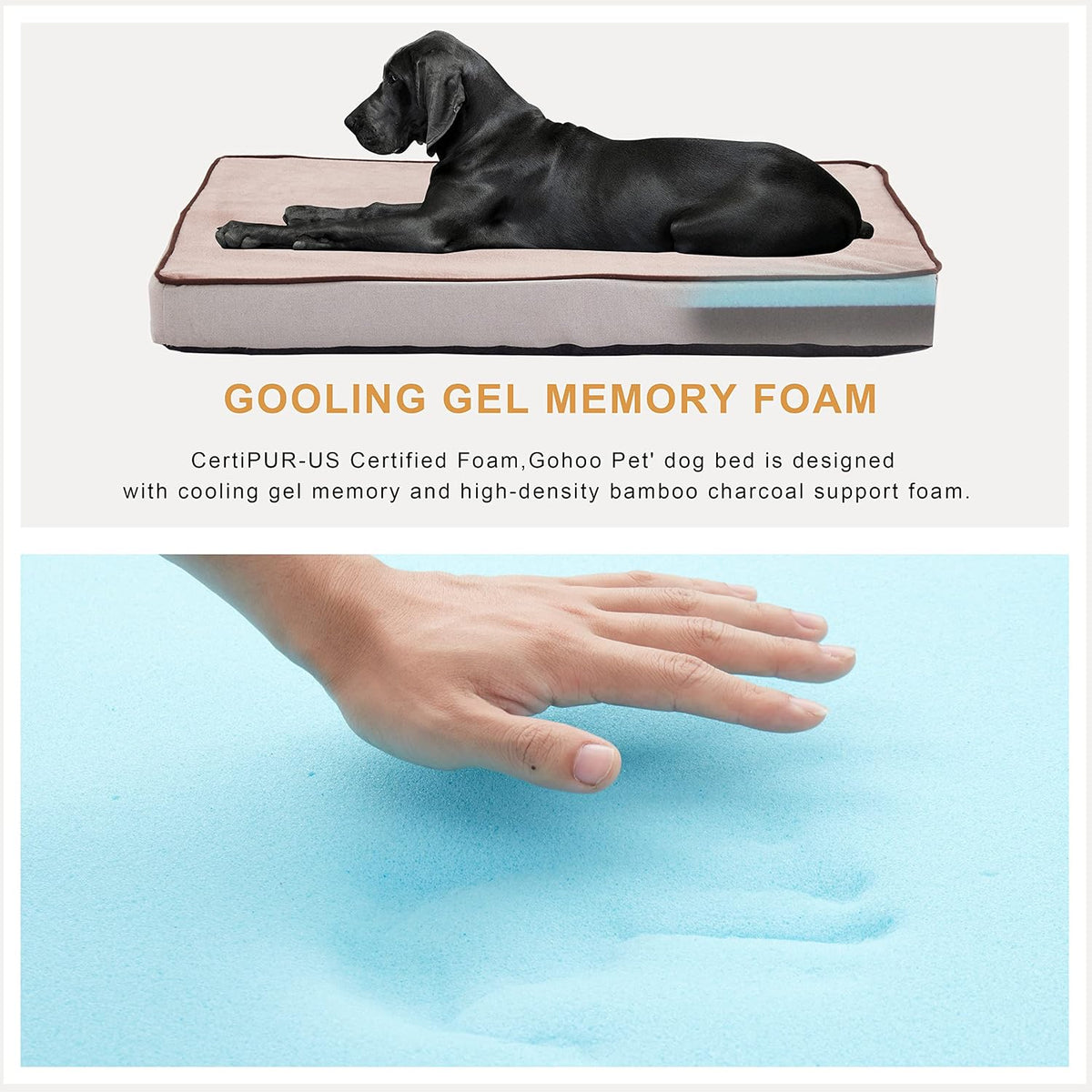 Orthopedic Memory Foam Dog Bed, Cooling Dog Beds for Medium/Large Dogs -Waterproof Pet Bed for Crate with Removable Washable Cover (M(29inch,45Lbs))