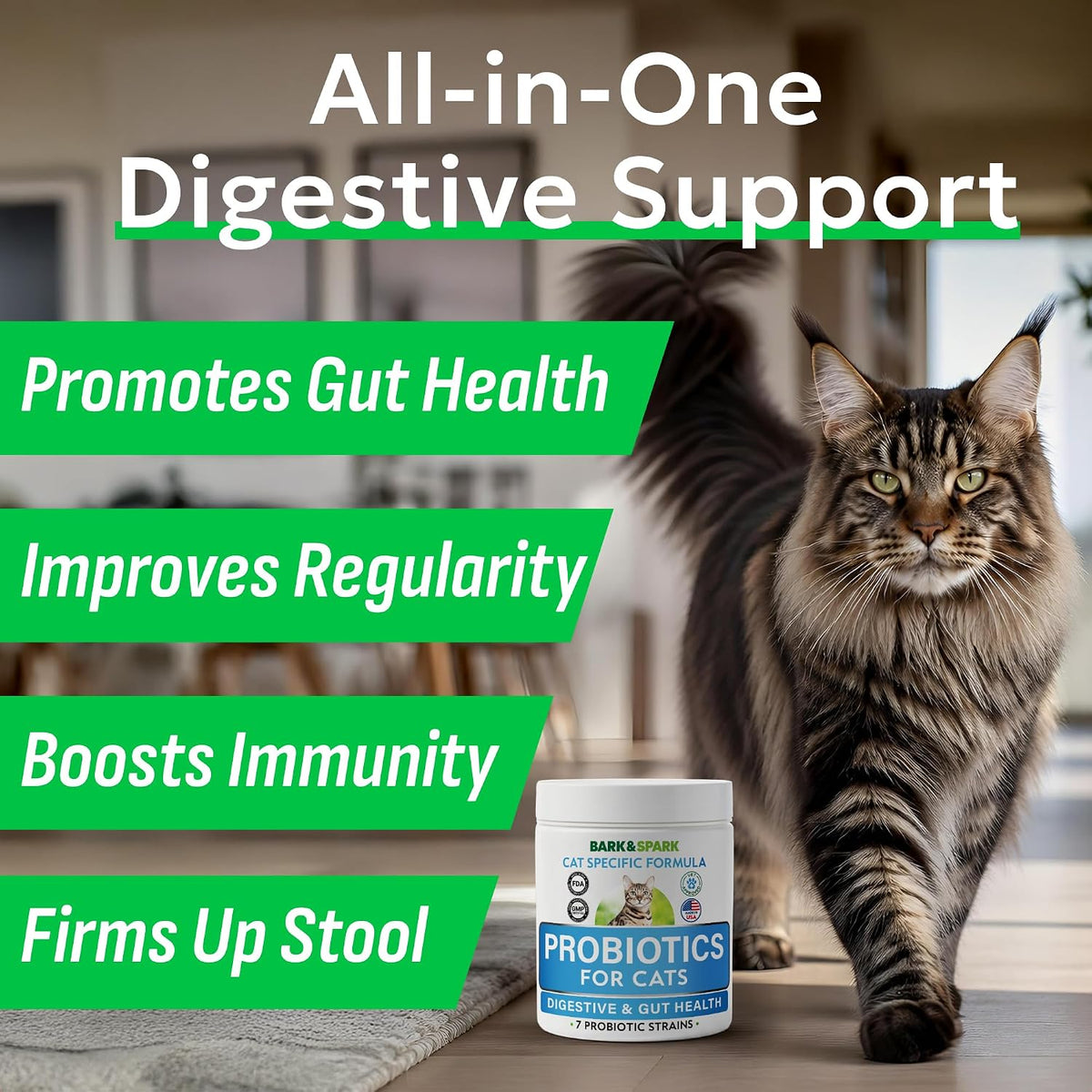 BARK&SPARK Cat Probiotic Powder, 108 Servings – Digestive Health Support