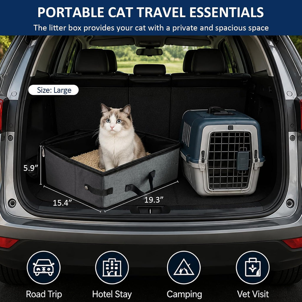 HiCaptain Portable Travel Litter Box for Cats, with Scoop Collapsible Bowl