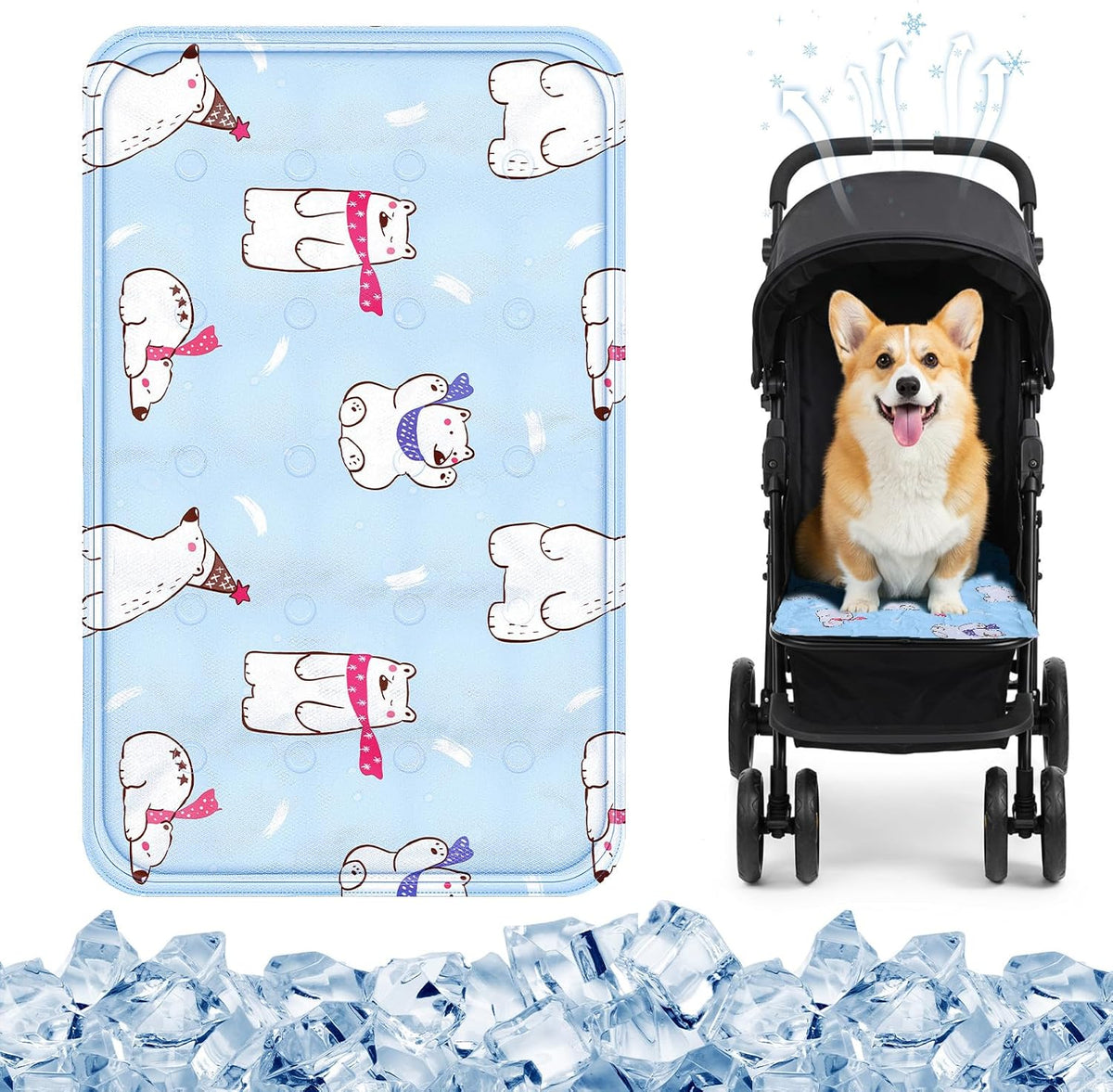 Nuanchu Pet Cooling Mat, Rainbow Bear, 11.81 x 19.69 Inches, 1 Pcs