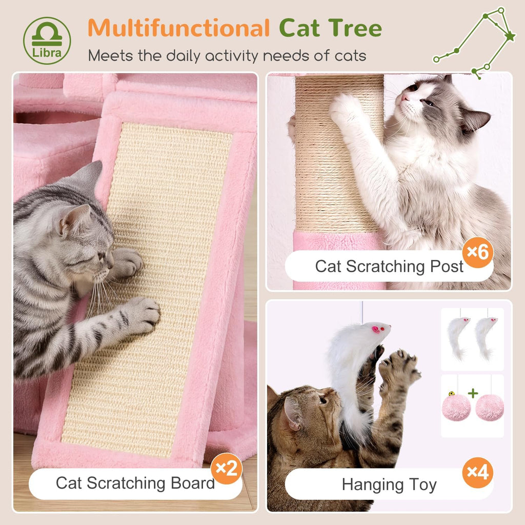 Globlazer Z78 Heavy Duty Cat Tree for 20lbs Large Adult Cats, Pink