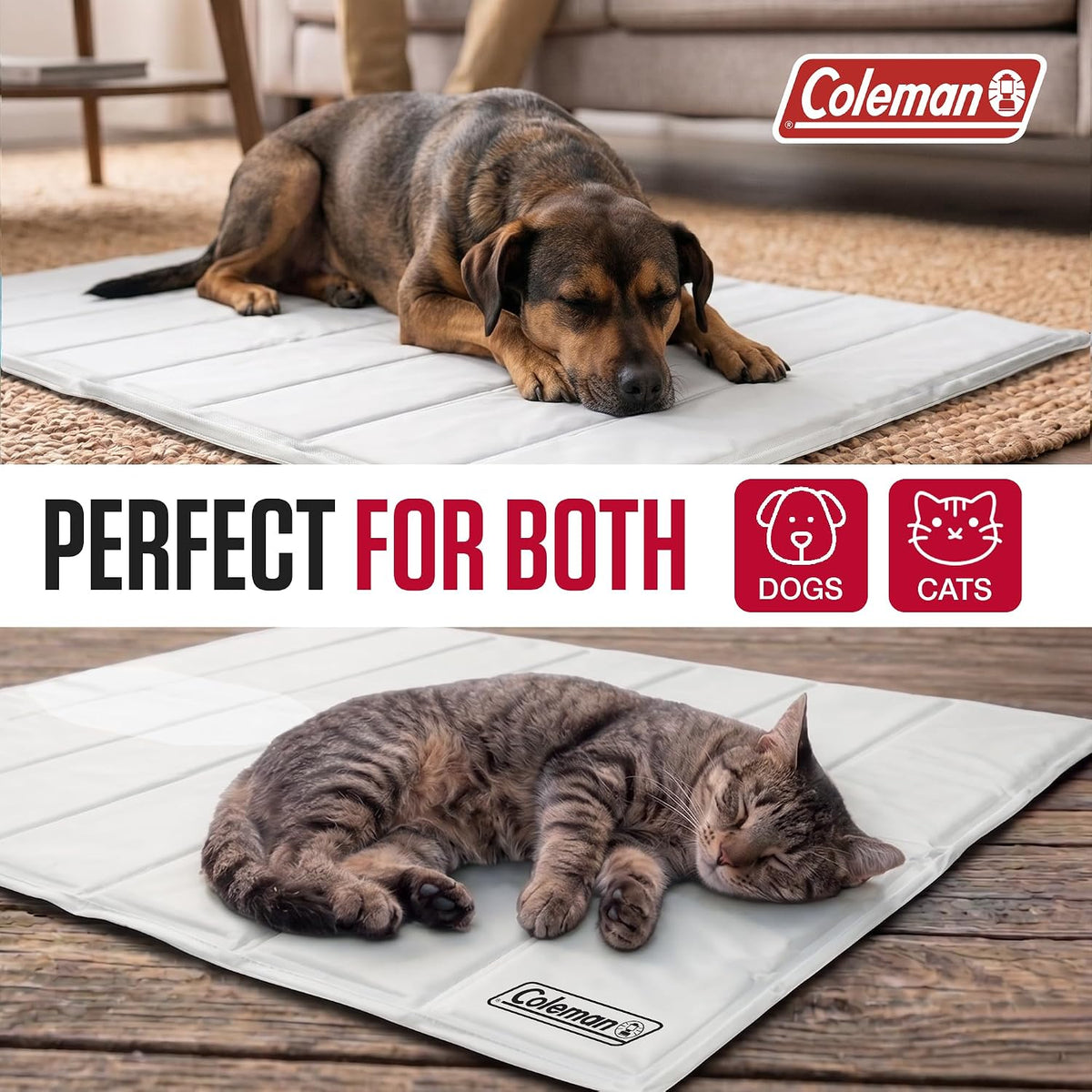 Coleman Patented Self Cooling Pet Mat 24 x 30 Inches, Cooling Pad for Dogs & Cats, Pressure Activated Gel Mat, No Refrigeration Needed, Dog Cooling Bed for Crate, Kennel, Floor & Travel