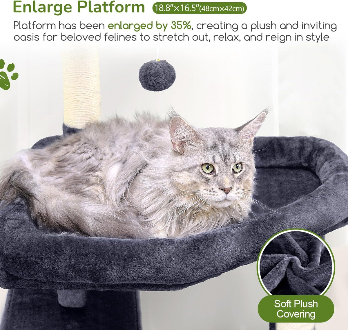 Globlazer 65in Sturdy Cat Tree Tower for Indoor Large Cats, S65, Dark Grey