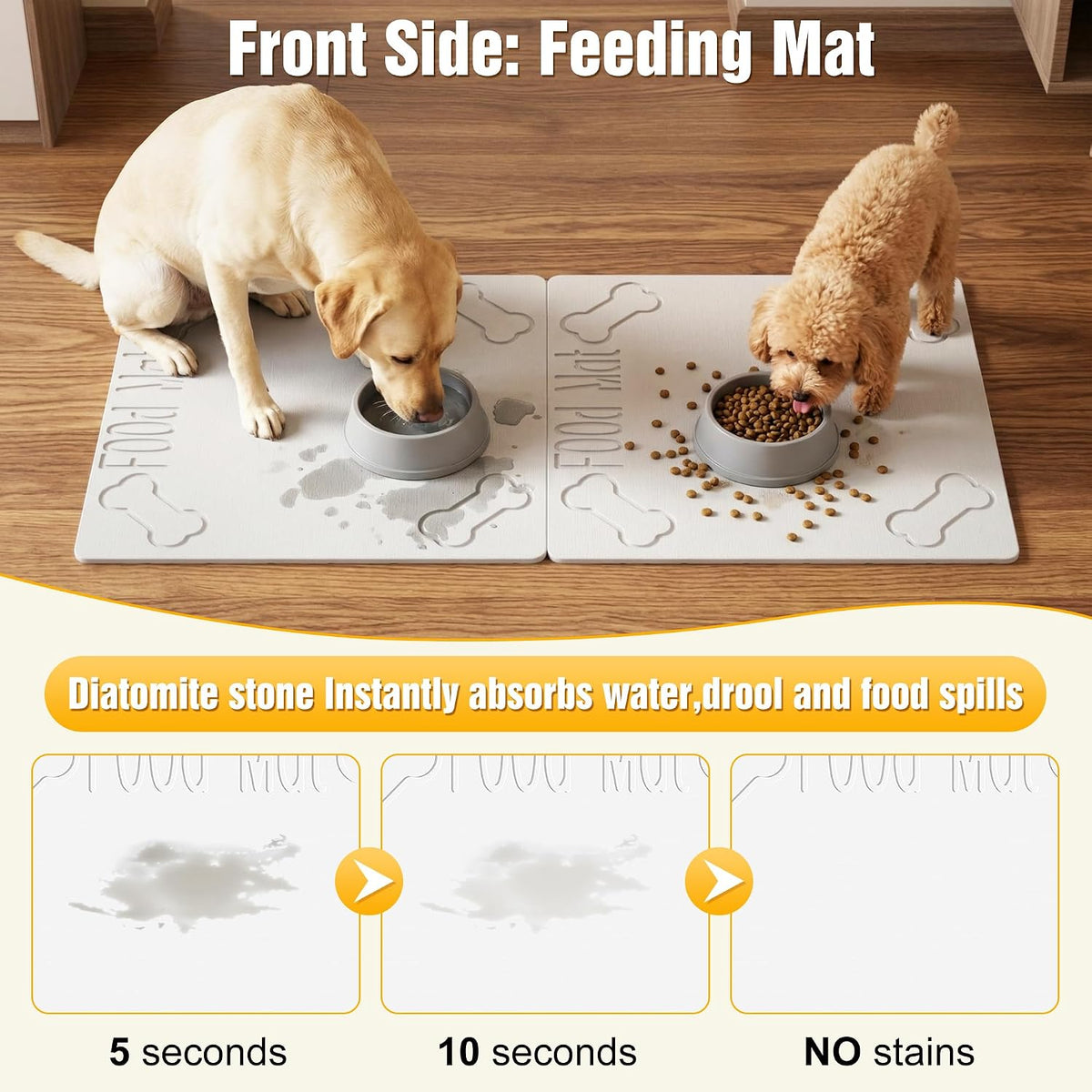 Double-Side 2 in 1 Pet Food Mat & Cooling Mat (White, 31"*16")