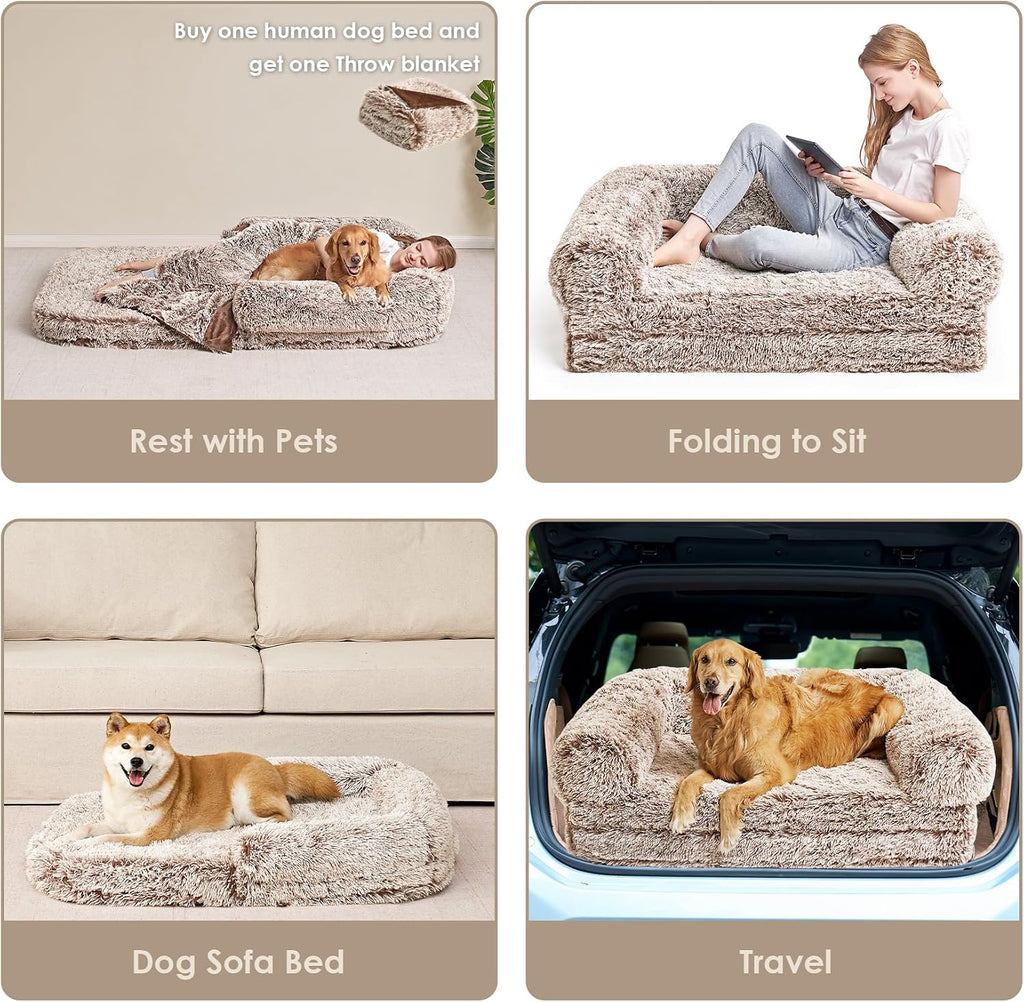 EHEYCIGA Foldable XXL Dog Bed for Large Sized Dog - 54x38x7.5, Faded Brown