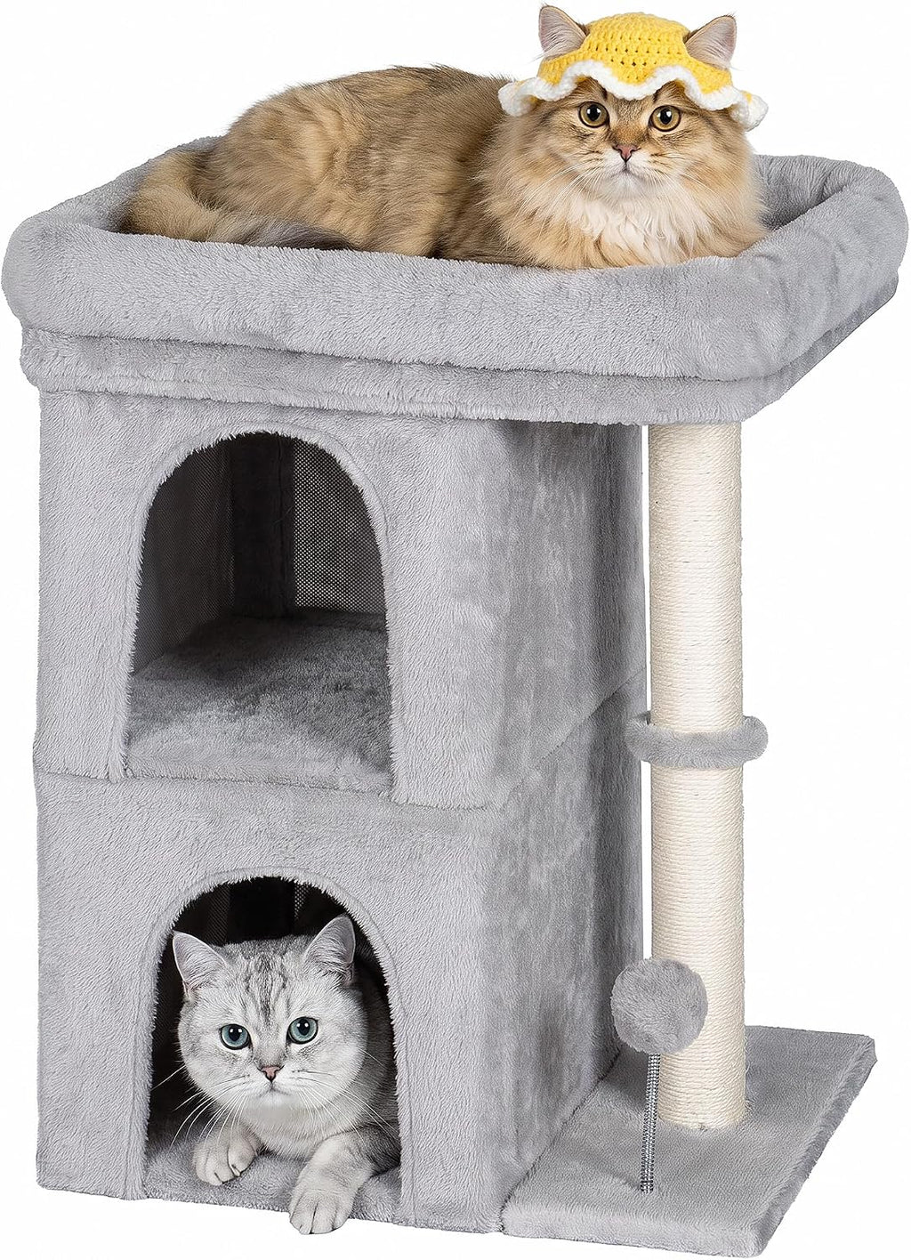 Aechonow Cat Tree for Large Cat,2 Cozy Cat Condo House for Large & Fat Cats