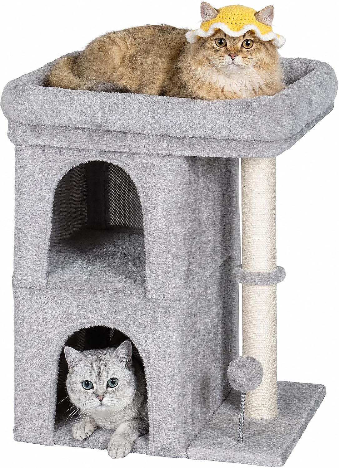 Aechonow Cat Tree for Large Cat,2 Cozy Cat Condo House for Large & Fat Cats