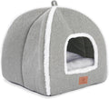 Cat Bed for Indoor Cats - Cat Cave Bed Cat House Cat Tent with Removable Washable Cushioned Pillow, Soft and Self Warming Kitten beds,Cat Beds & Furniture （Large Grey）