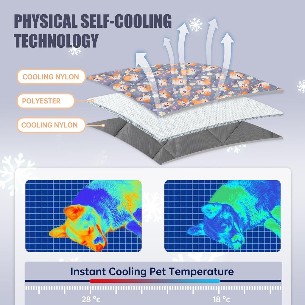 Leekalos Dog Cooling Mat - Summer Pet Cooling Pad for Cats & Dogs, Portable & Home Use
