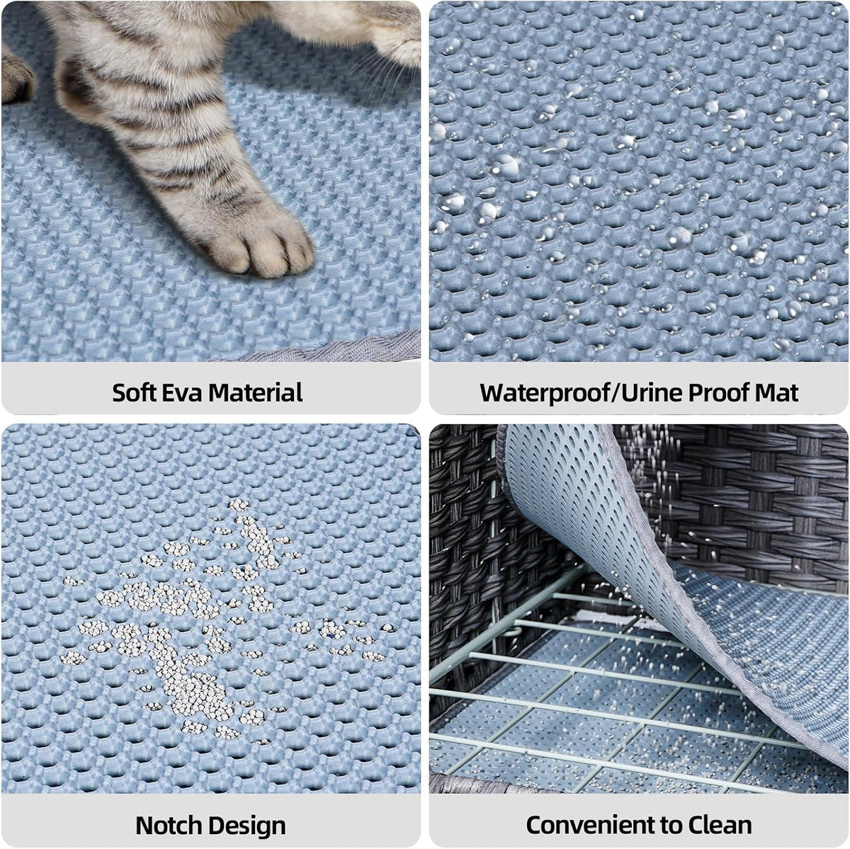 Snughome Cat Litter Box Enclosure Furniture Hidden with Cat Litter Mat, Hidden Cat Washroom Furniture with Door, Handwoven Rattan Cat Washroom Box, Indoor Pet House for Living Room, Bedroom(Grey)