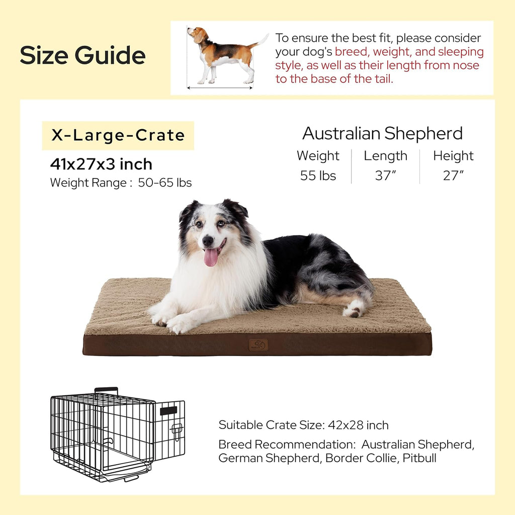Bedsure XL Dog Bed for Crate, Pet Bed with Washable Cover, 41x27 Inch Brown