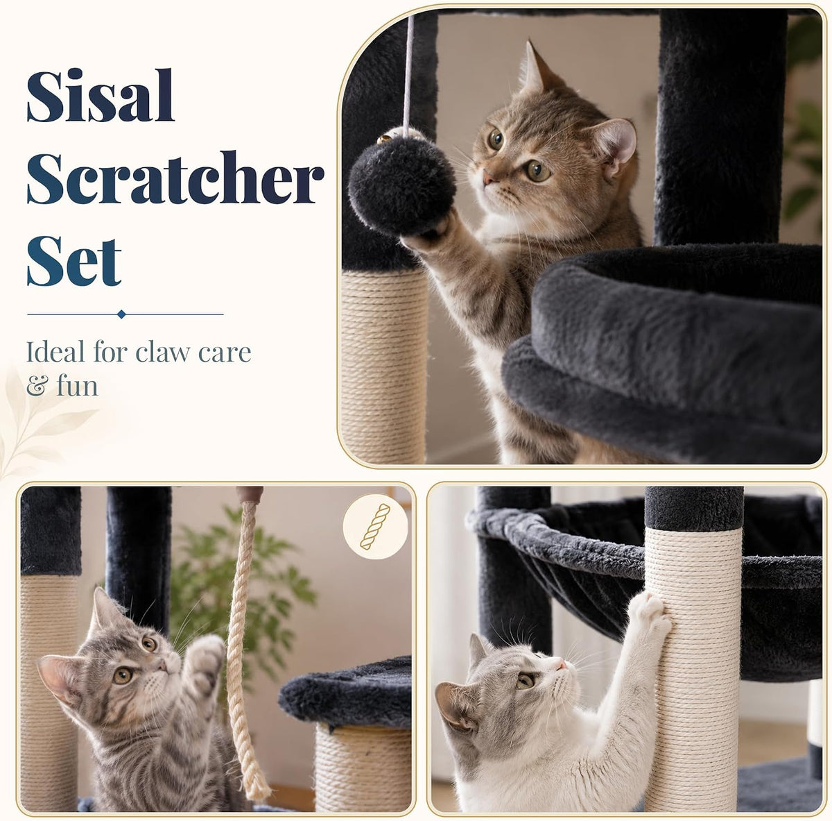 Hey-brother Cat Tree Tower for Indoor Corner with Spacious Condo, MPJ062G