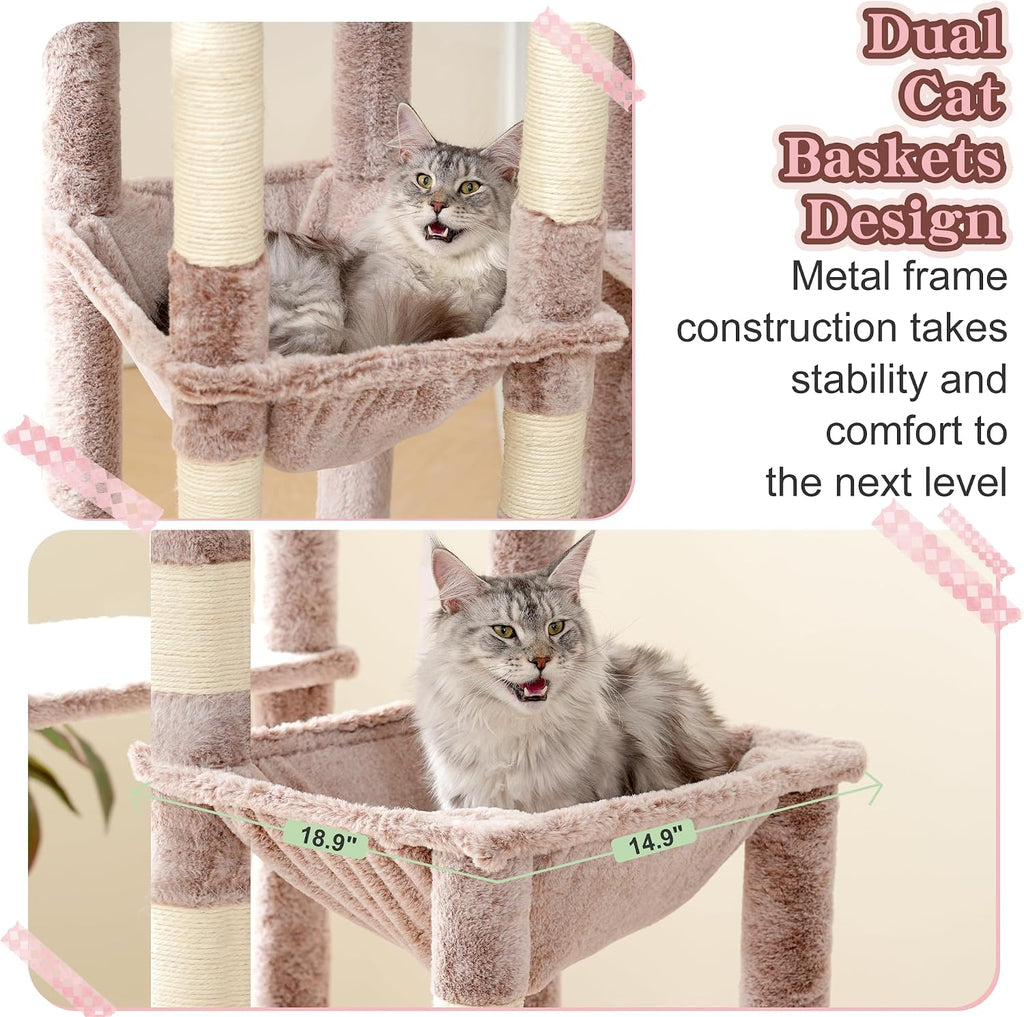 Heybly Cat Tree, 71-Inch Tall Cat Tower for Large Maine Coon Cats HCT037MU