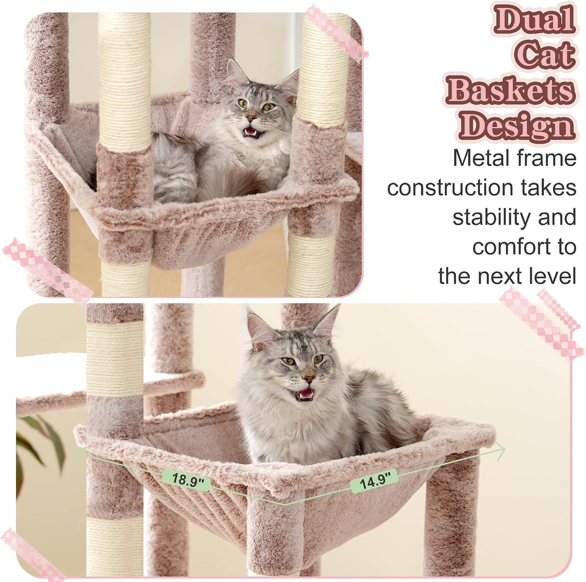 Heybly Cat Tree, 71-Inch Tall Cat Tower for Large Maine Coon Cats HCT037MU