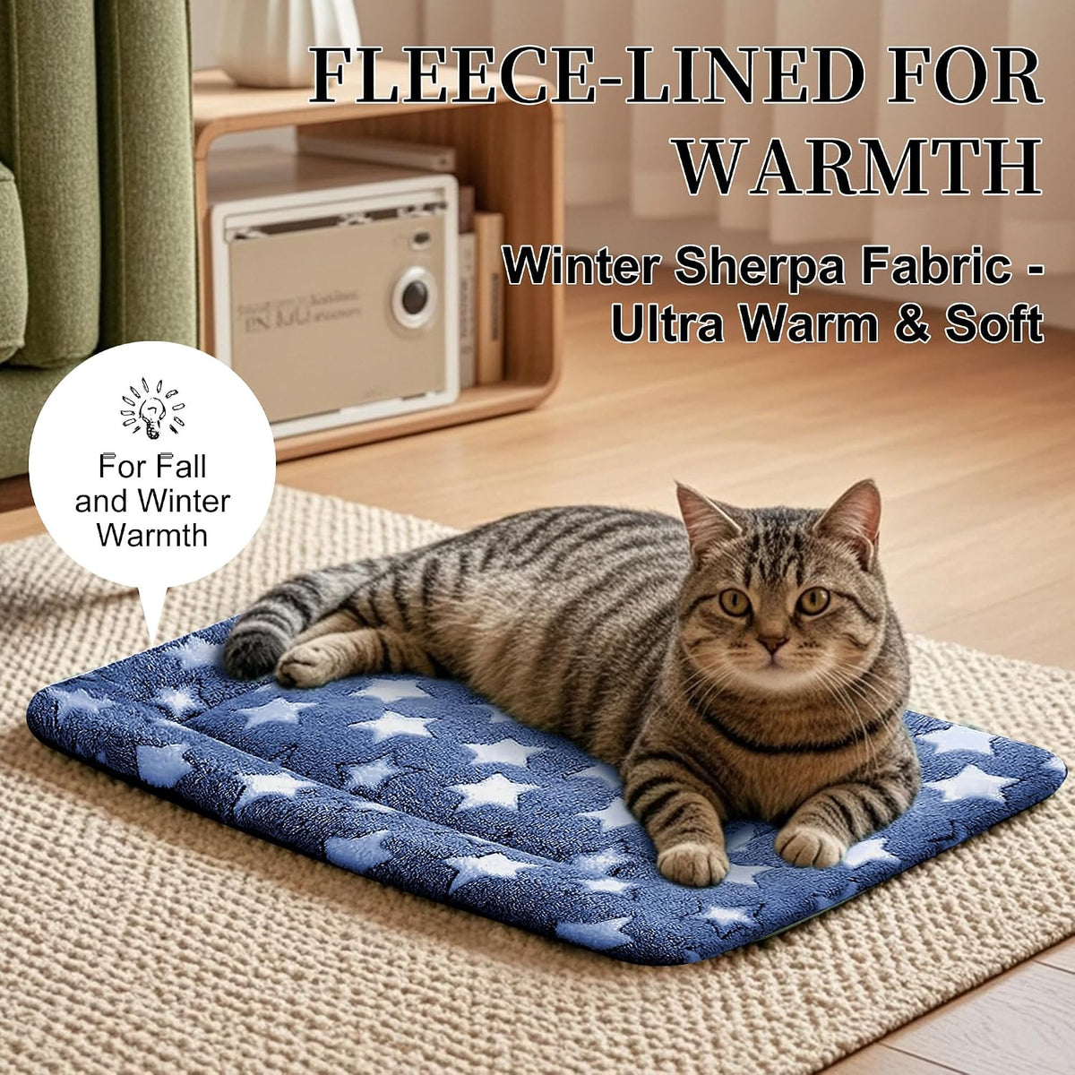 Dog Bed Mat, Reversible Crate Pad & Cute Dog Bed - Machine Washable Kennel Mat with Ultra Soft for Small Dogs & Cats