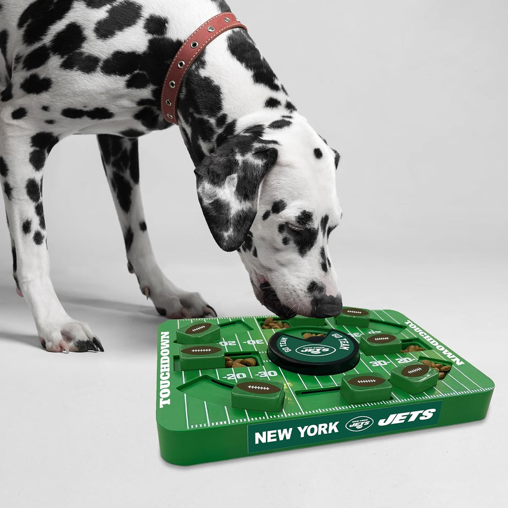 Pets First NFL New York Jets Large Puzzle Toy for Dogs, Slow Feeder Board for Pets, New Bigger Size, Interactive Doggie Treat Toy