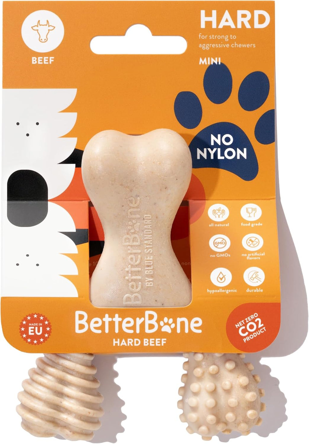 BetterBone - Hard Density - Ideal for Strong to Aggressive Chewers - All-Natural, Nylon-Free Dog Chew Toys - Non-Toxic, Promotes Dental Health, Splinter-Resistant, Sustainably Made