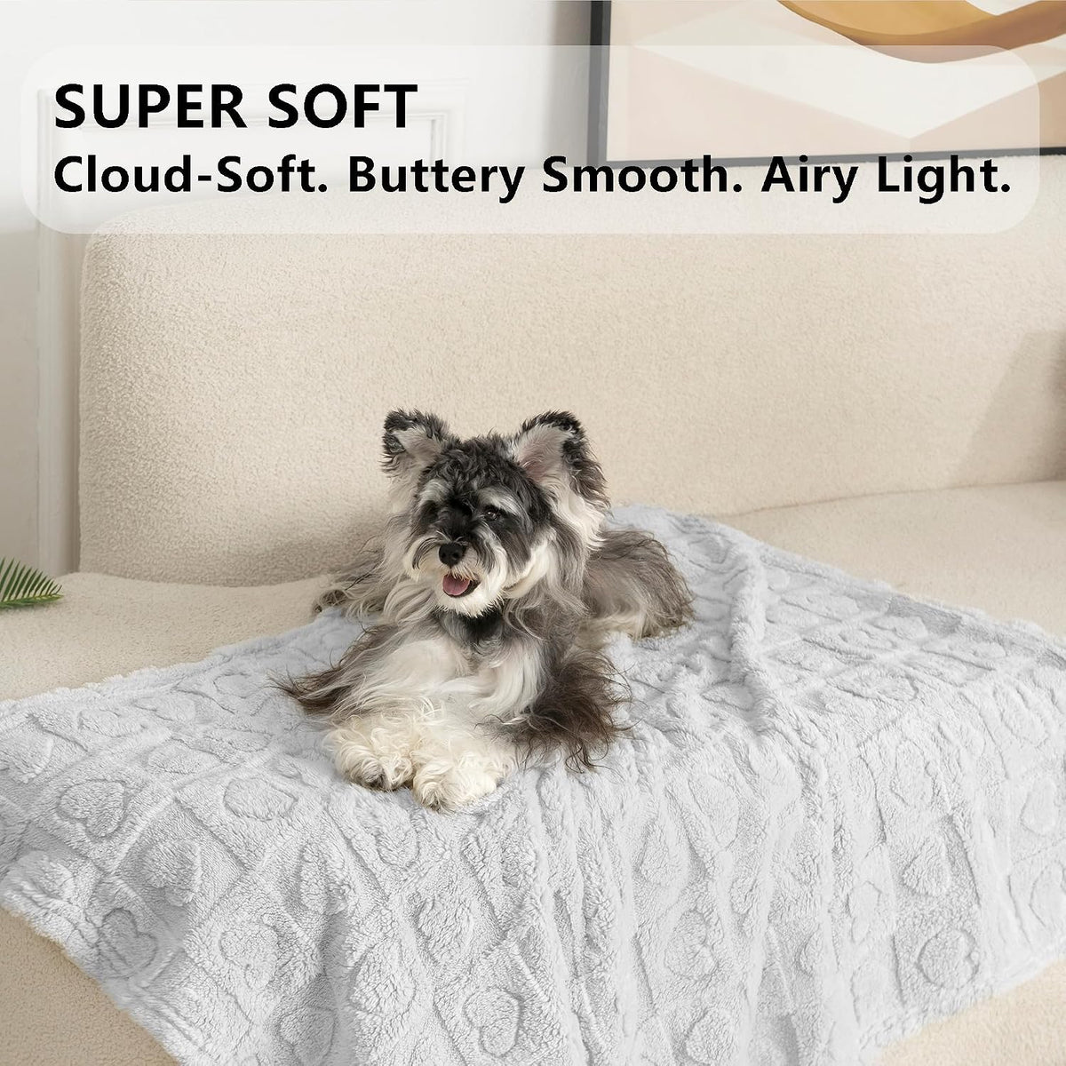 gogobunny Pet Blanket for Dogs Cats, 300GSM Ultra Soft Coral Fleece Blanket, Washable Small Dog Cat Blanket, Calming Crate Mat, Furniture Protector for Couch Bed Car Seat, Light Grey, 25x35IN