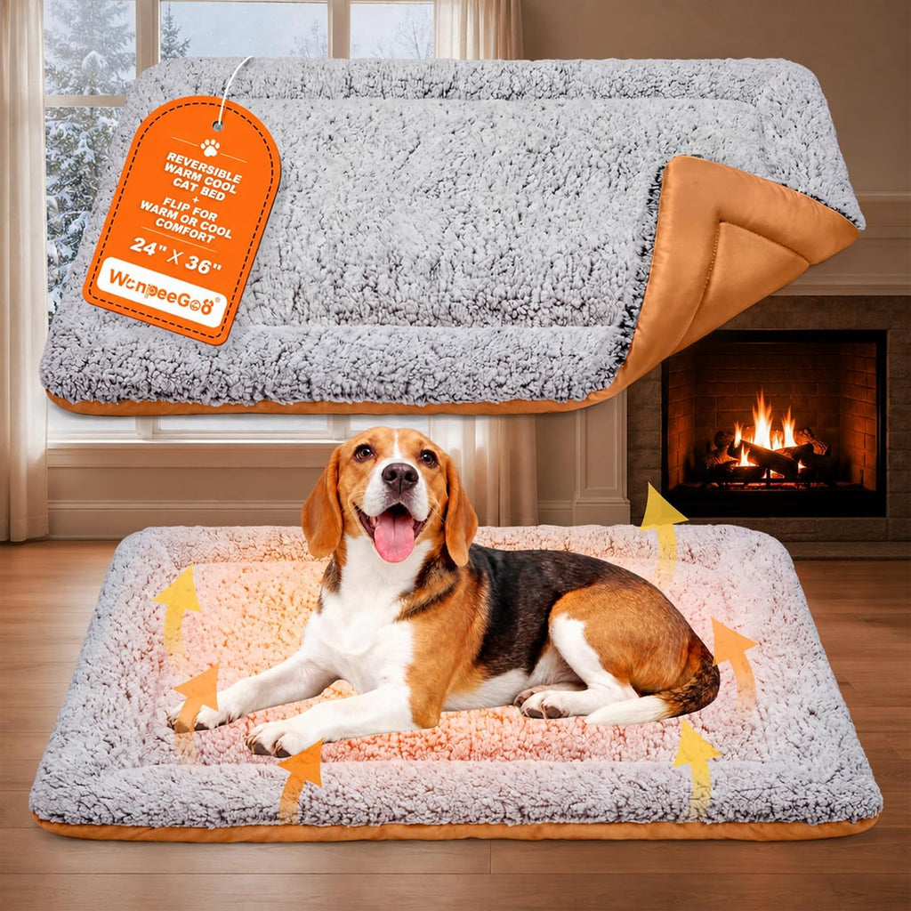 Self Warming Cat Bed, Reversible Self Heating Cat Pad, Dark Brown, 24x36 In