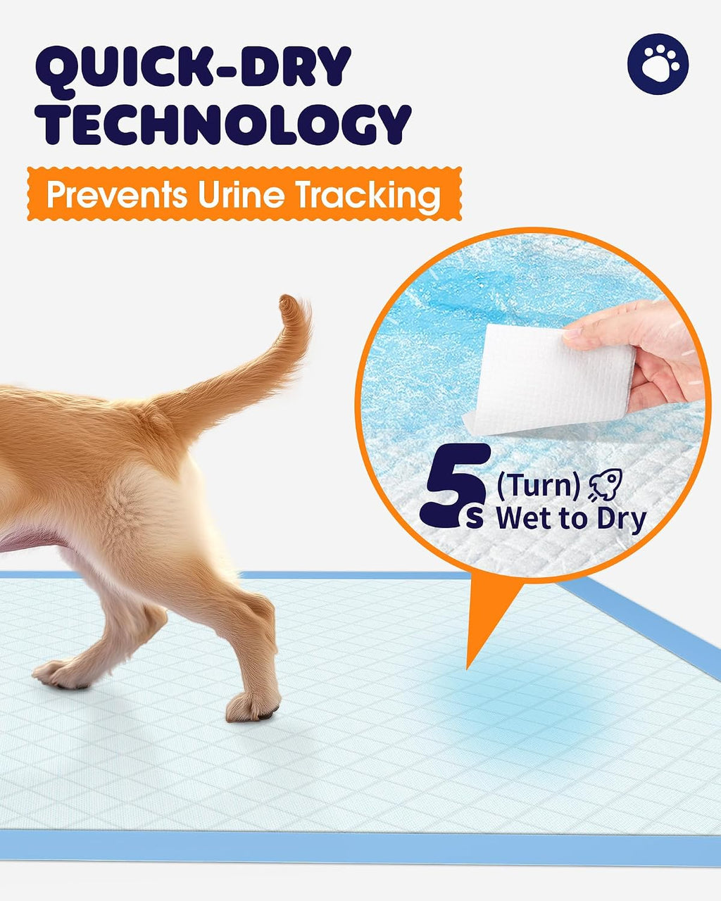 Powools Puppy Pads, 22 x 22 in, Super Absorbent, Spill-Proof, 100 Packs | Pee Pads for Dogs, 6-Layer Material, Quick-Dry, Hassle-Free Potty Pads for Floors, Furniture, Vehicle