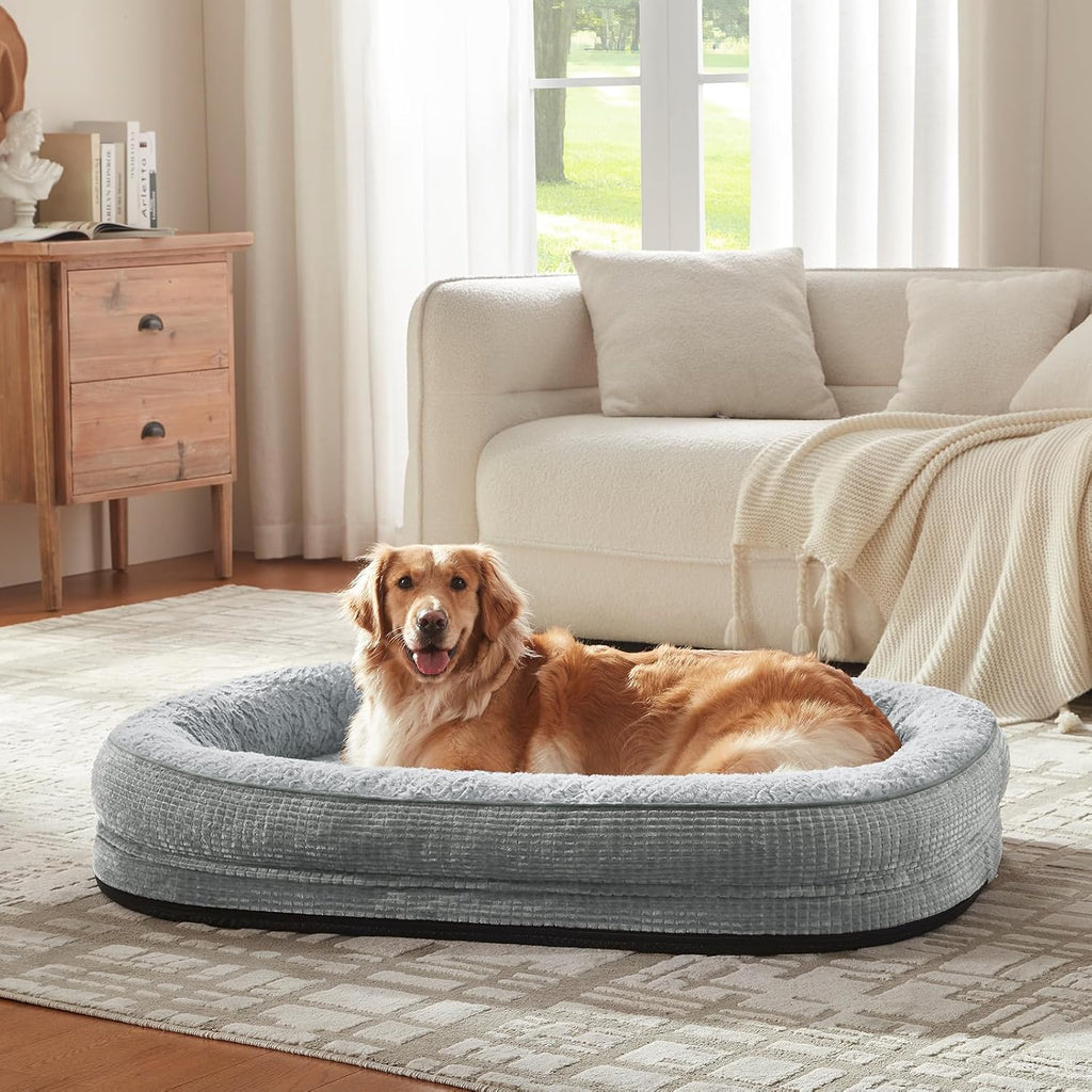 JOEJOY XL Orthopedic Dog Bed for Large Dogs, 360° Oval Bolster, 45"