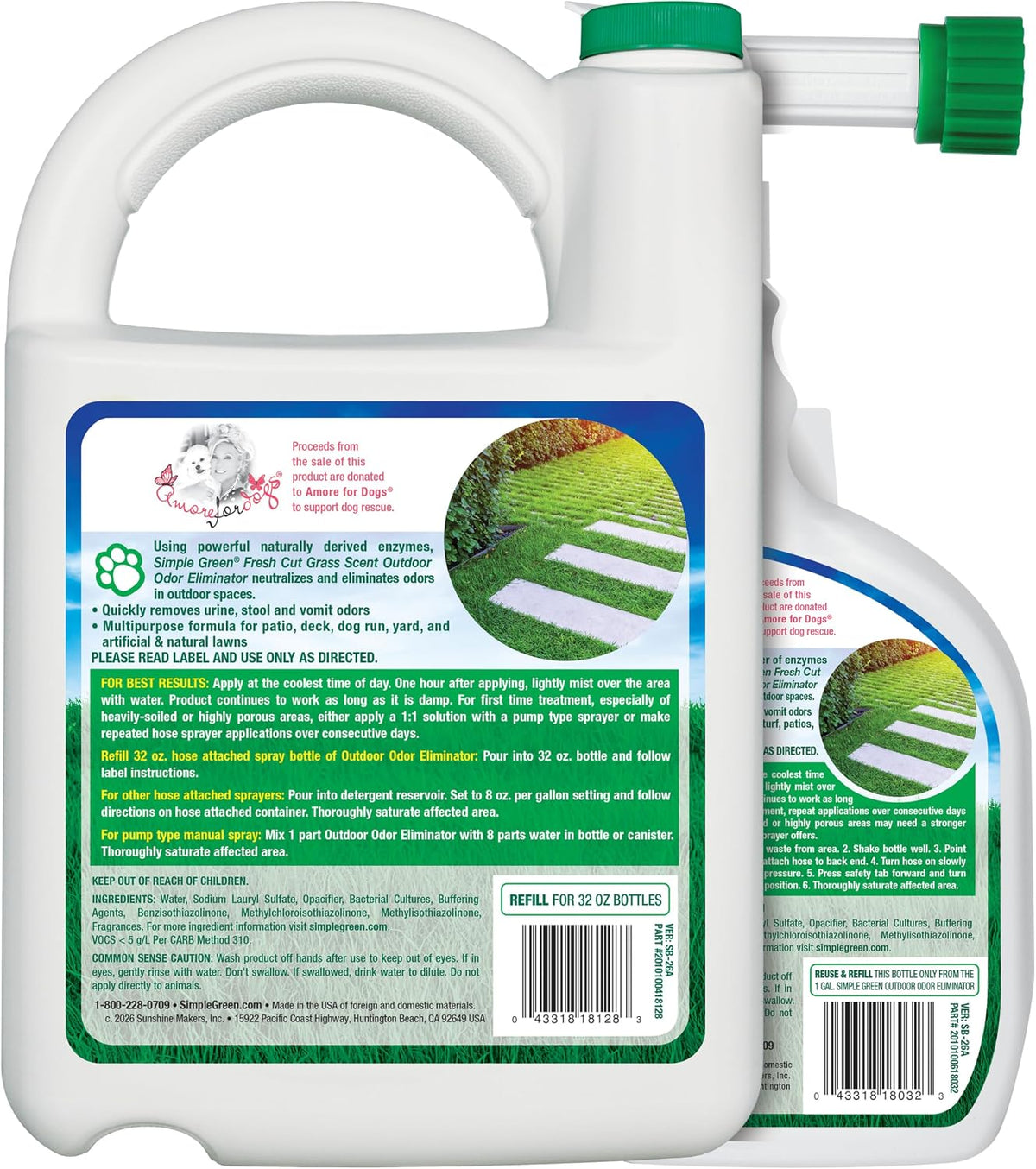 Simple Green Outdoor Odor Eliminator Fresh Cut Grass Scent 1 Gal + 32 oz