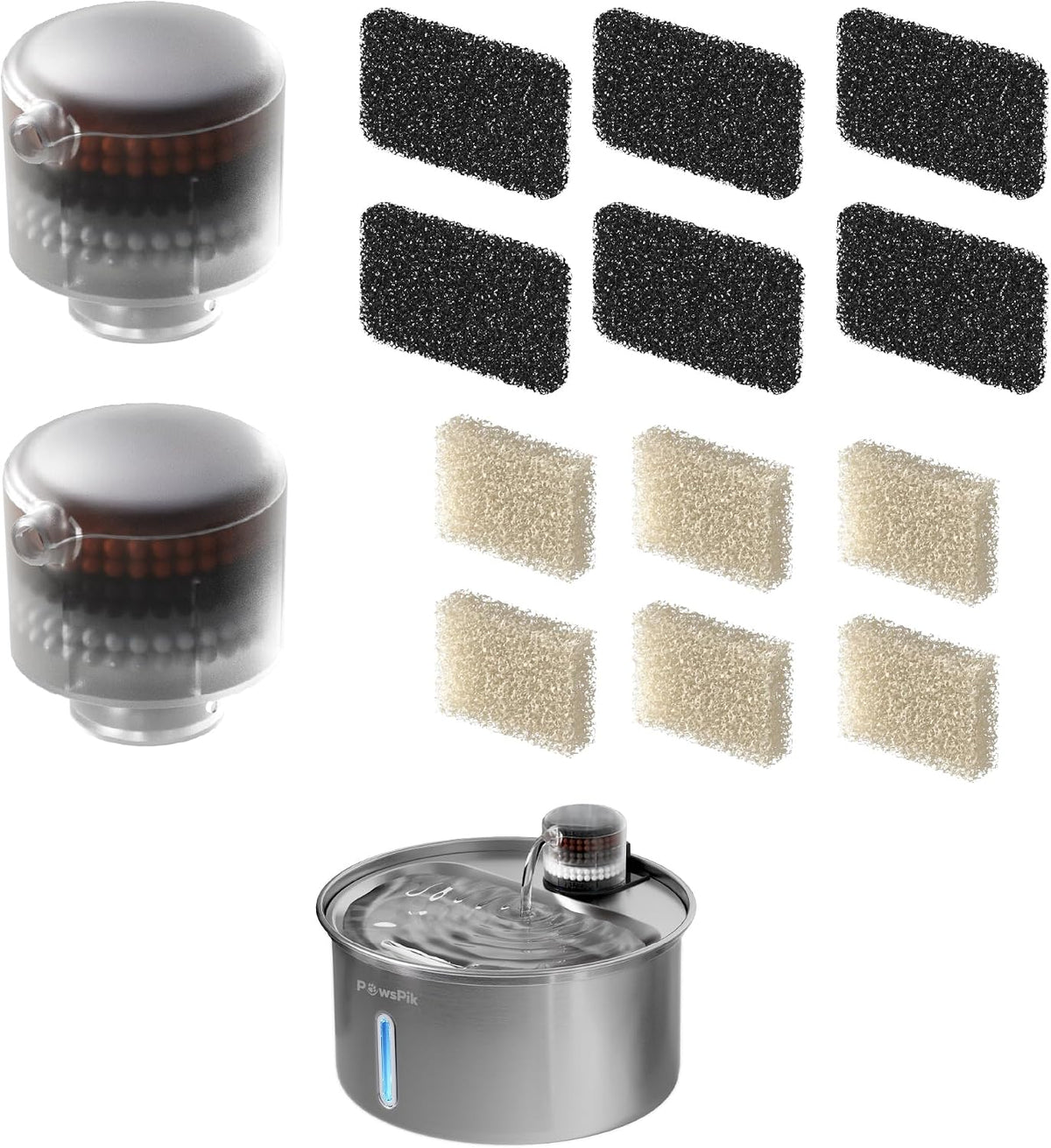 PawsPik PureFlow MAX Curve Dog & Cat Water Fountain Replacement Filters
