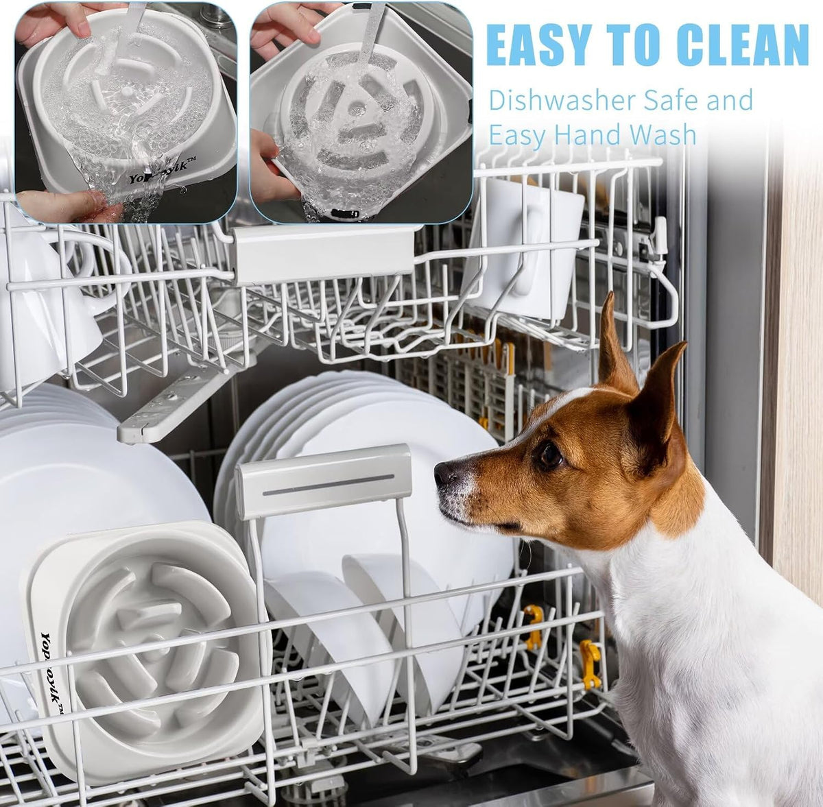 Slow Feeder Dog Bowls for Medium Dogs & Cats | Non-Slip Base, Anti-Choking Design, Reduces Bloating & Overeating, Easy to Clean, 1.5-2 Cups