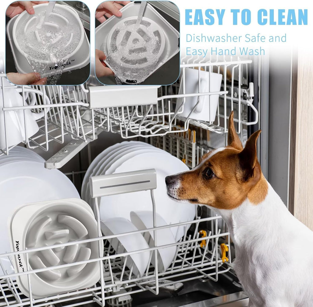 Slow Feeder Dog Bowls for Large Dogs | Non-Slip Base, Anti-Choking Design, Reduces Bloating & Overeating, Easy to Clean, 4 Cups